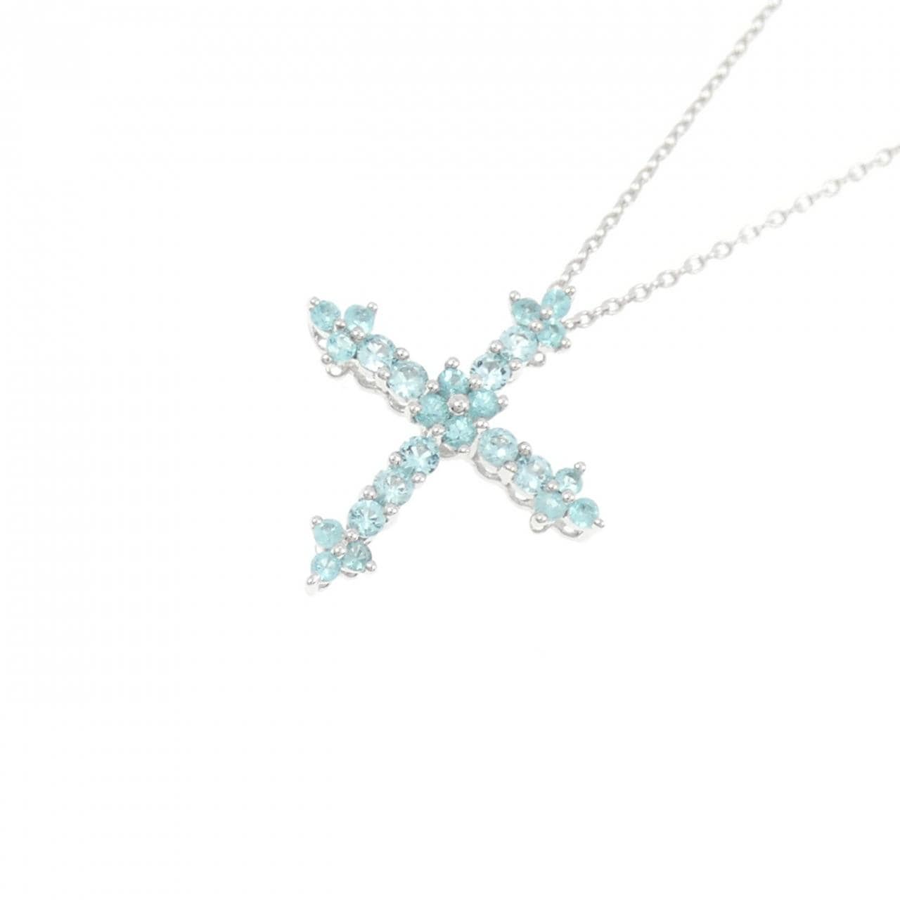 K18WG クロス トルマリン ネックレス 0.32CT
