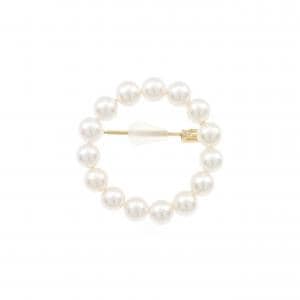 K18YG Akoya pearl brooch