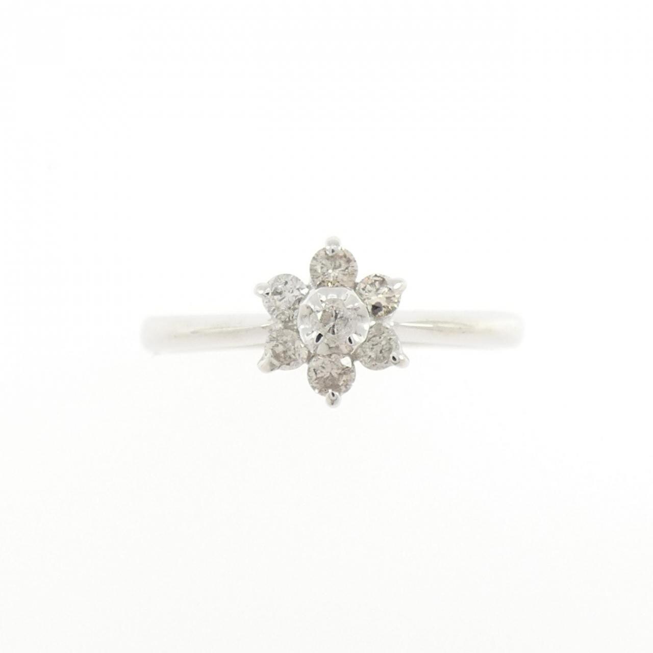 K14WG フラワー ダイヤモンド リング 0.20CT