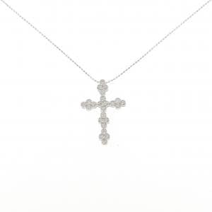 K18WG クロス ダイヤモンド ネックレス 0.52CT