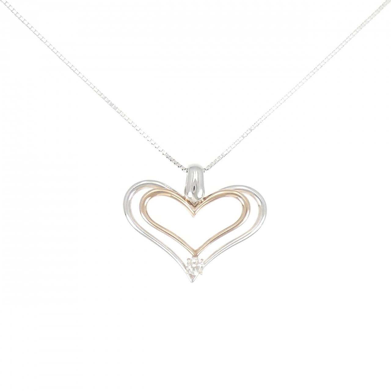K18WG/K18PG ハート ダイヤモンド ネックレス 0.10CT