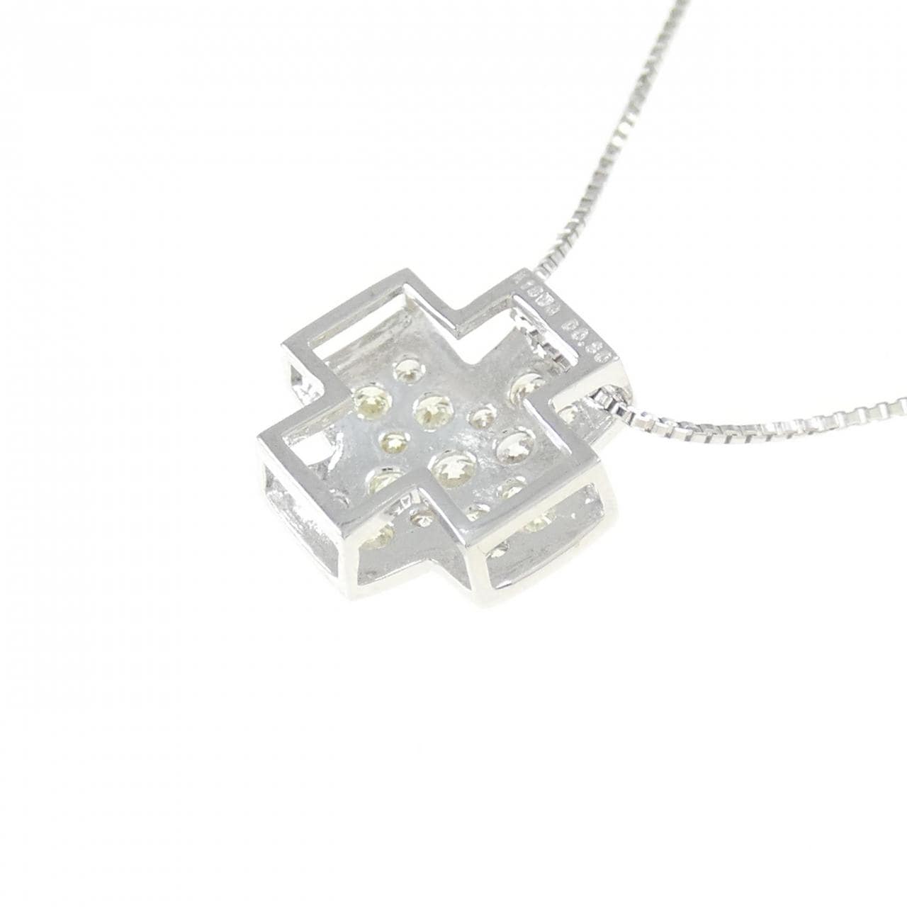 K18WG クロス ダイヤモンド ネックレス 0.30CT