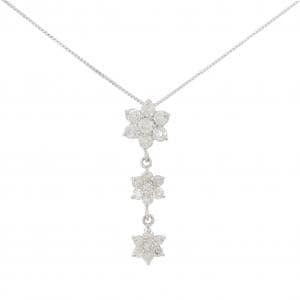 K18WG フラワー ダイヤモンド ネックレス 0.81CT