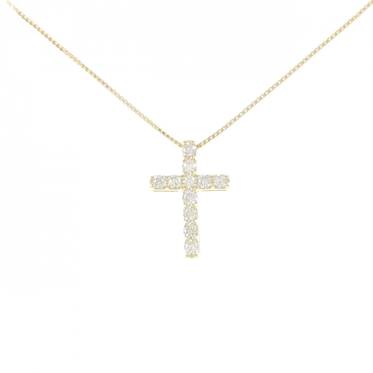 K18YG クロス ダイヤモンド ネックレス 0.16CT
