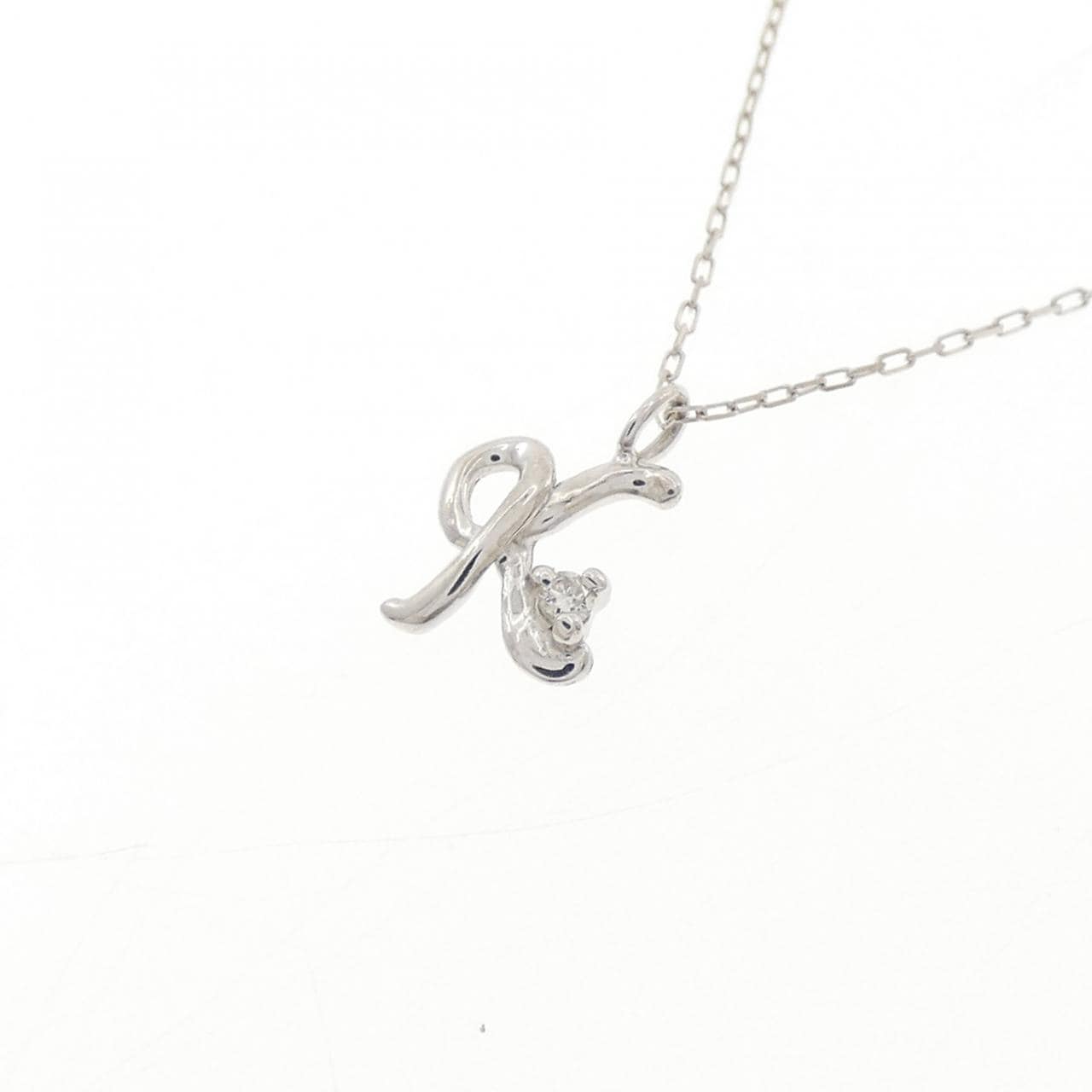 K10WG イニシャルK ダイヤモンド ネックレス 0.01CT