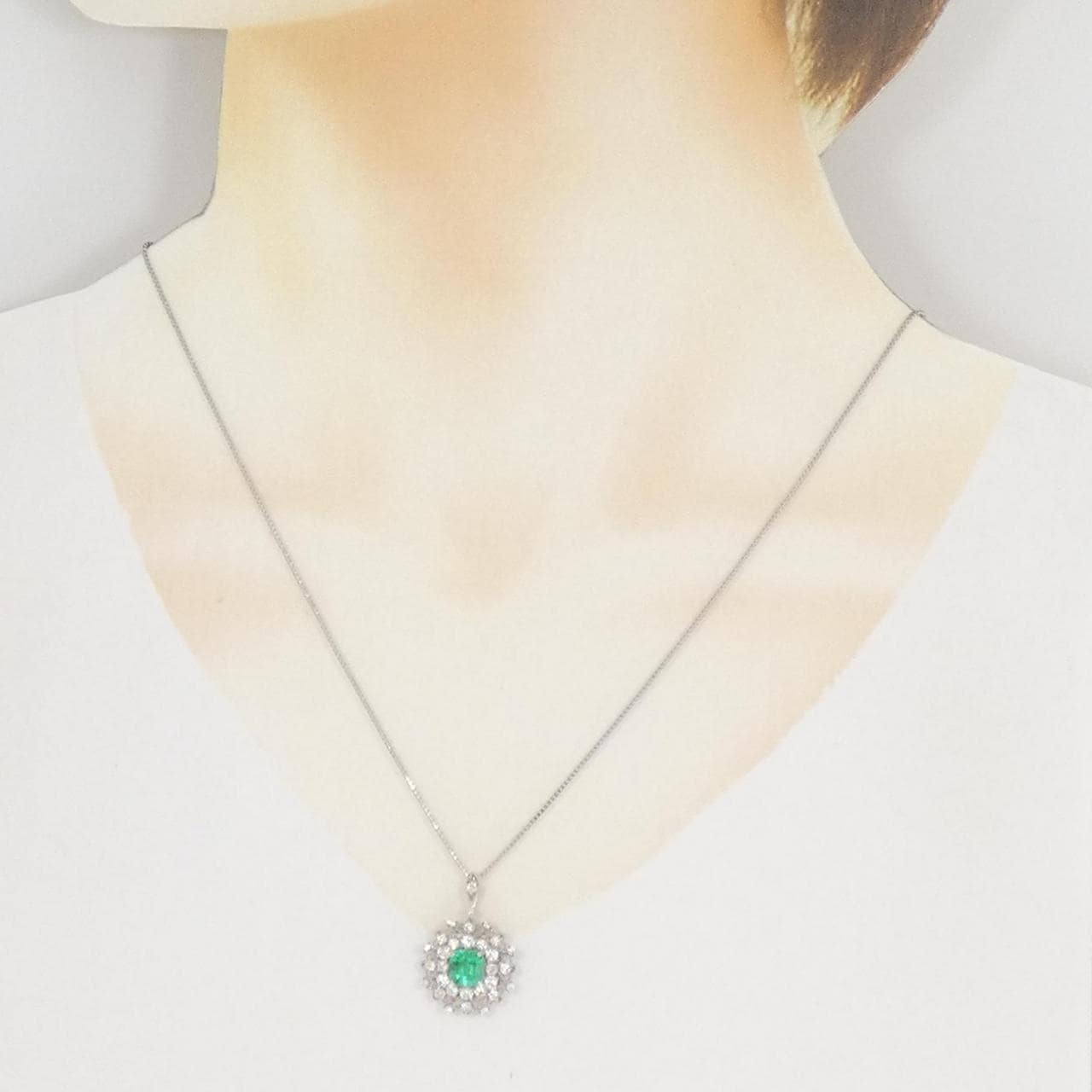 PT950/PT850 エメラルド ネックレス 0.986CT