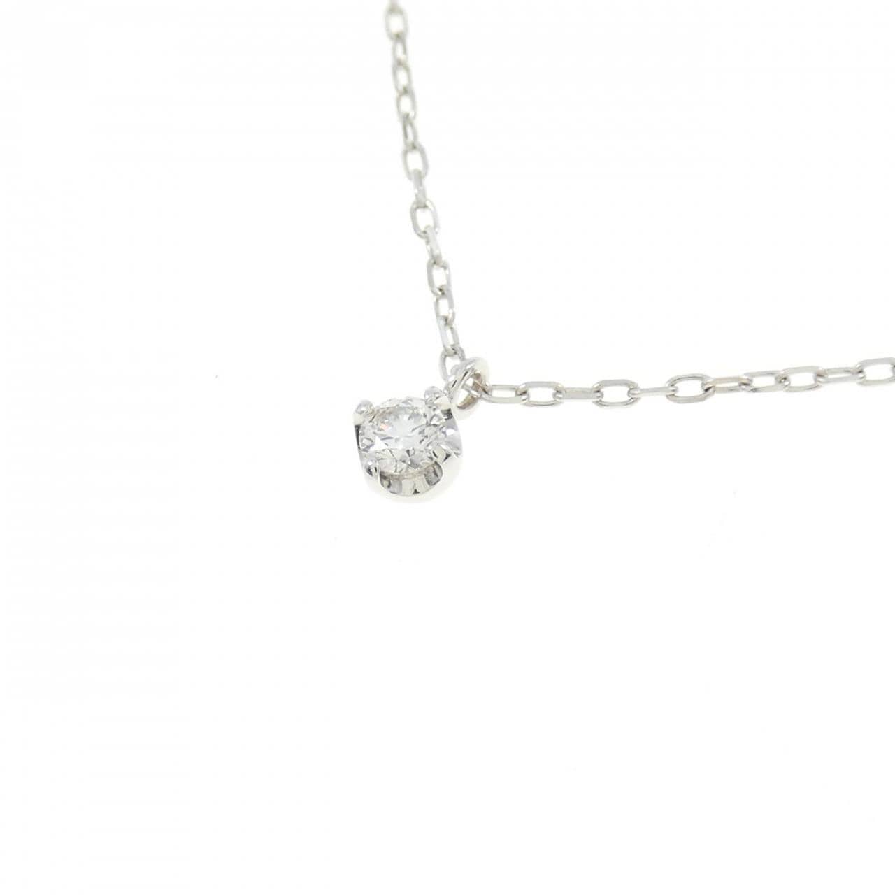 K10WG ソリティア ダイヤモンド ネックレス 0.08CT