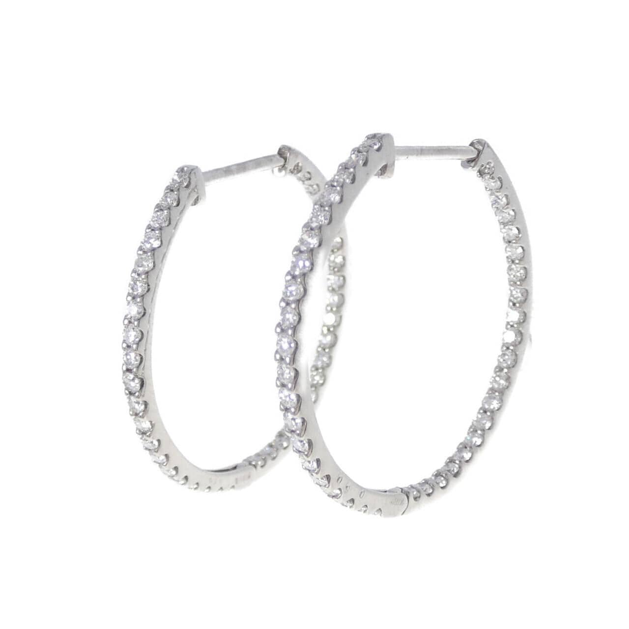 K18WG hoop Diamond earrings 1.00CT