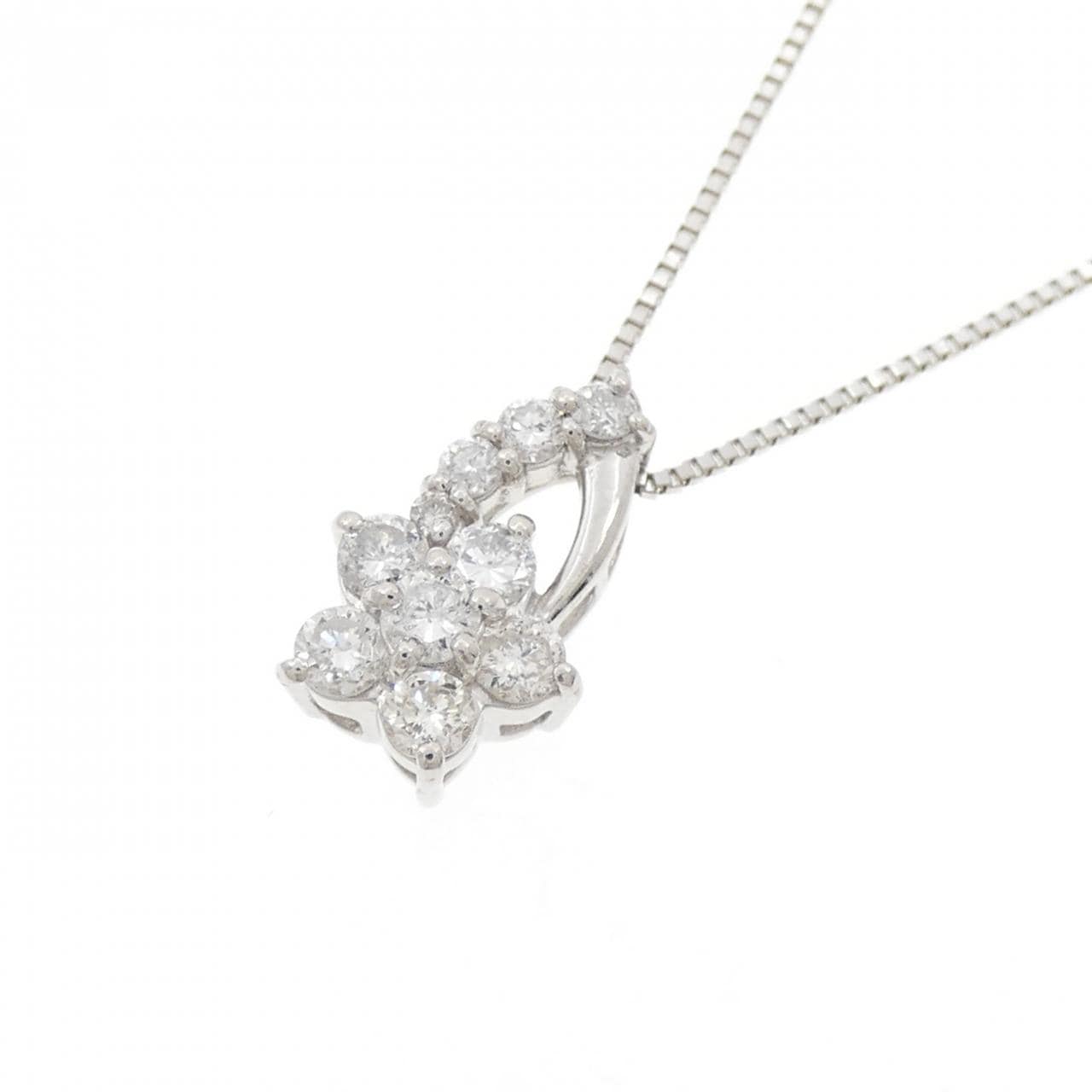 PT900/PT850 フラワー ダイヤモンド ネックレス 0.50CT