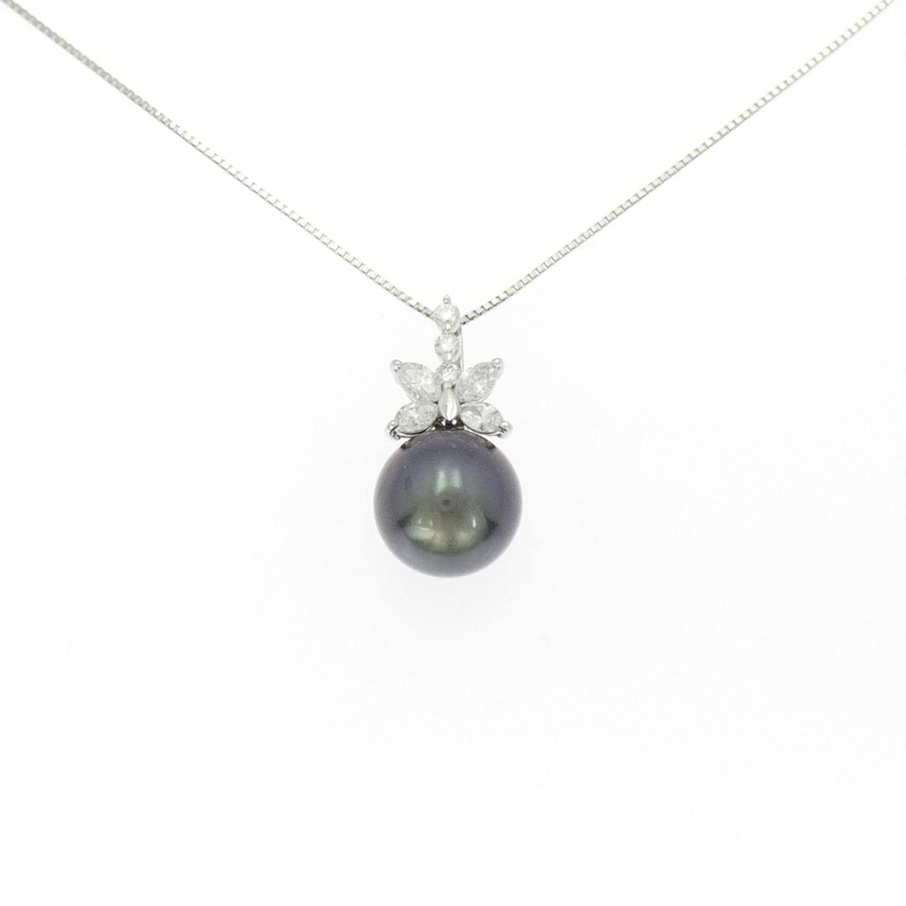 PT900/PT850 黒蝶パール ネックレス 11.4mm