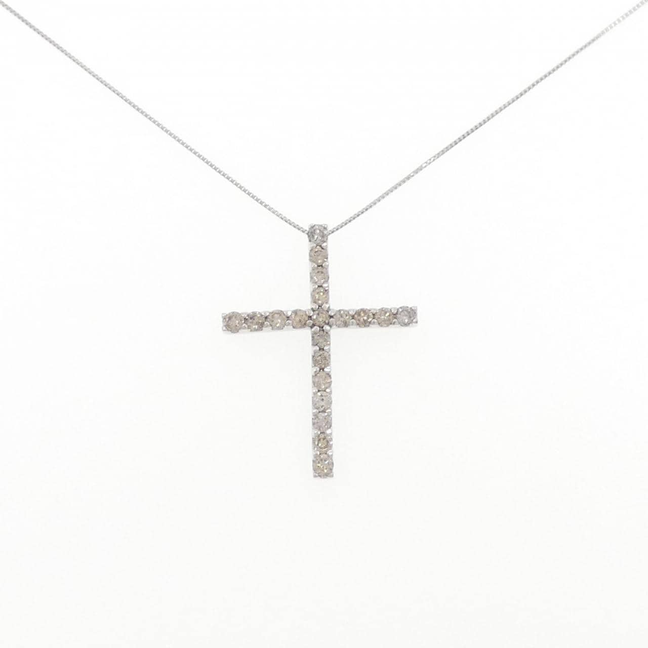 K14WG/K18WG クロス ダイヤモンド ネックレス 1.00CT
