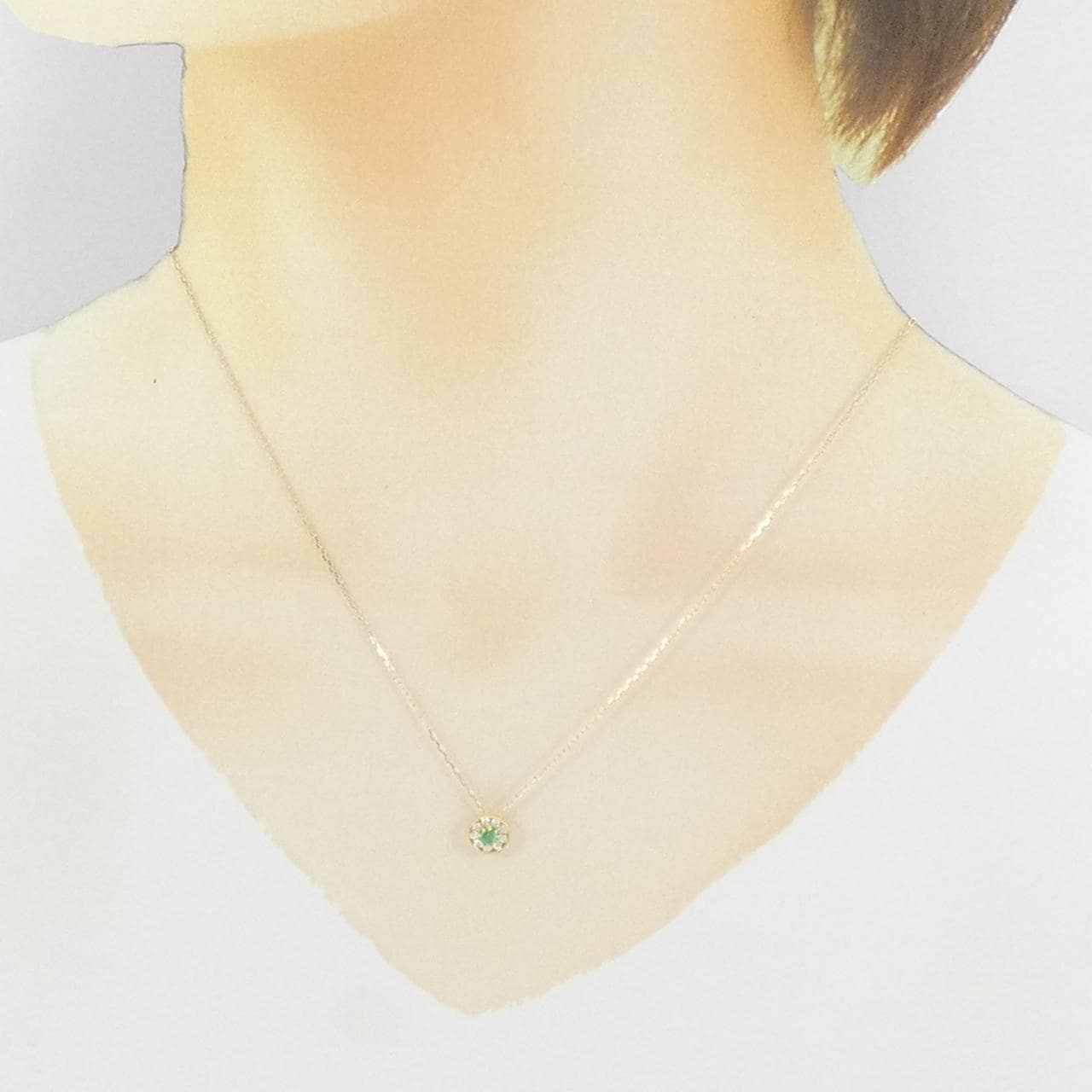 K18YG エメラルド ネックレス 0.12CT