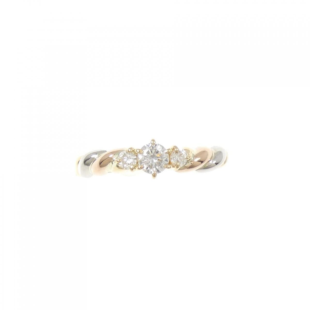 K18YG/PT900/K18PG ダイヤモンド リング 0.15CT