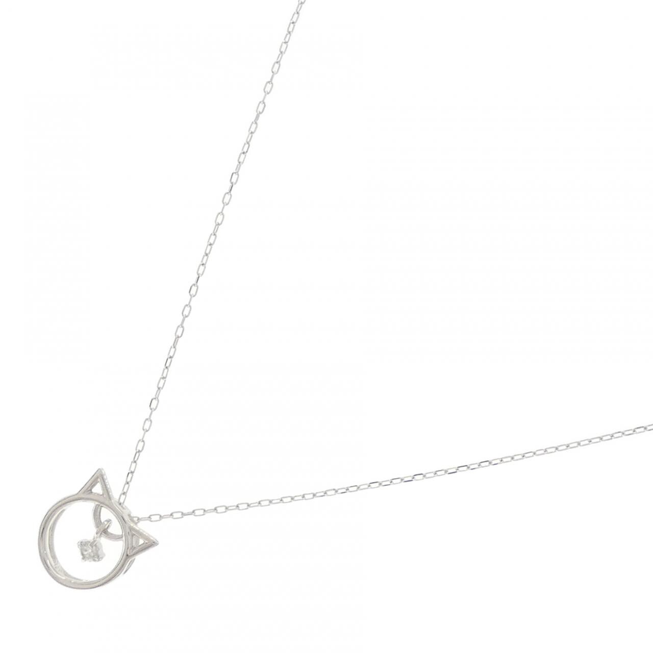 K10WG キャット ダイヤモンド ネックレス 0.03CT