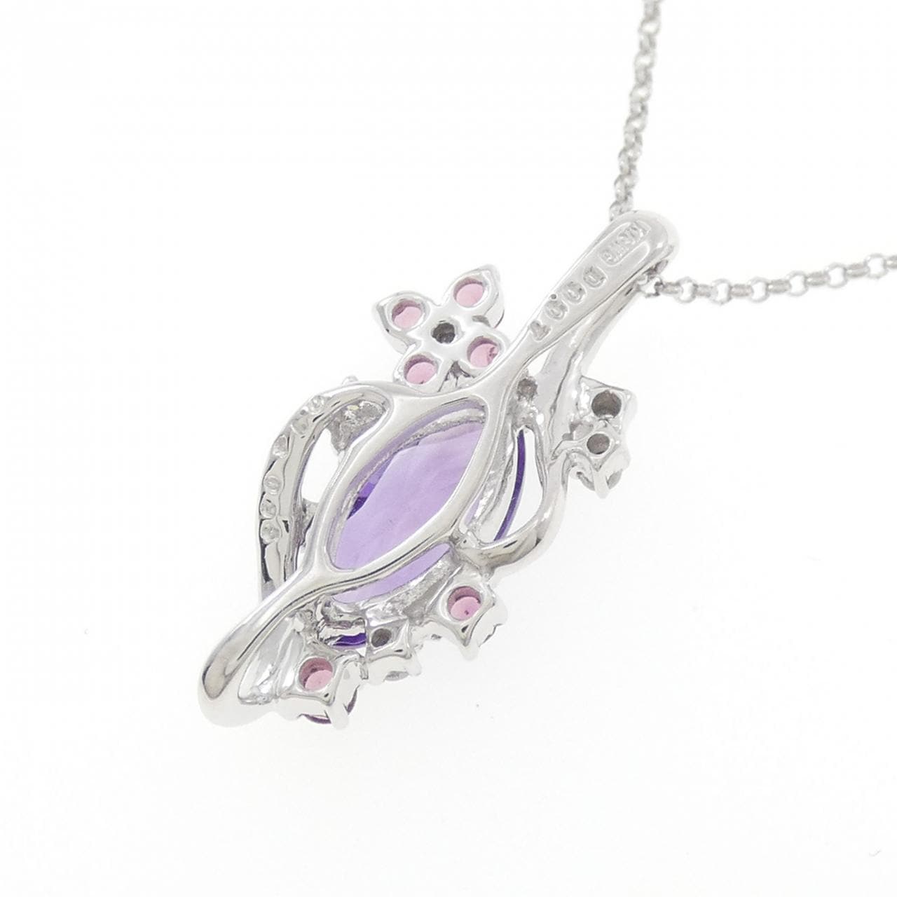 K18WG フラワー アメジスト ネックレス 0.95CT