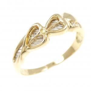 K18YG/PT900 ハート ダイヤモンド リング