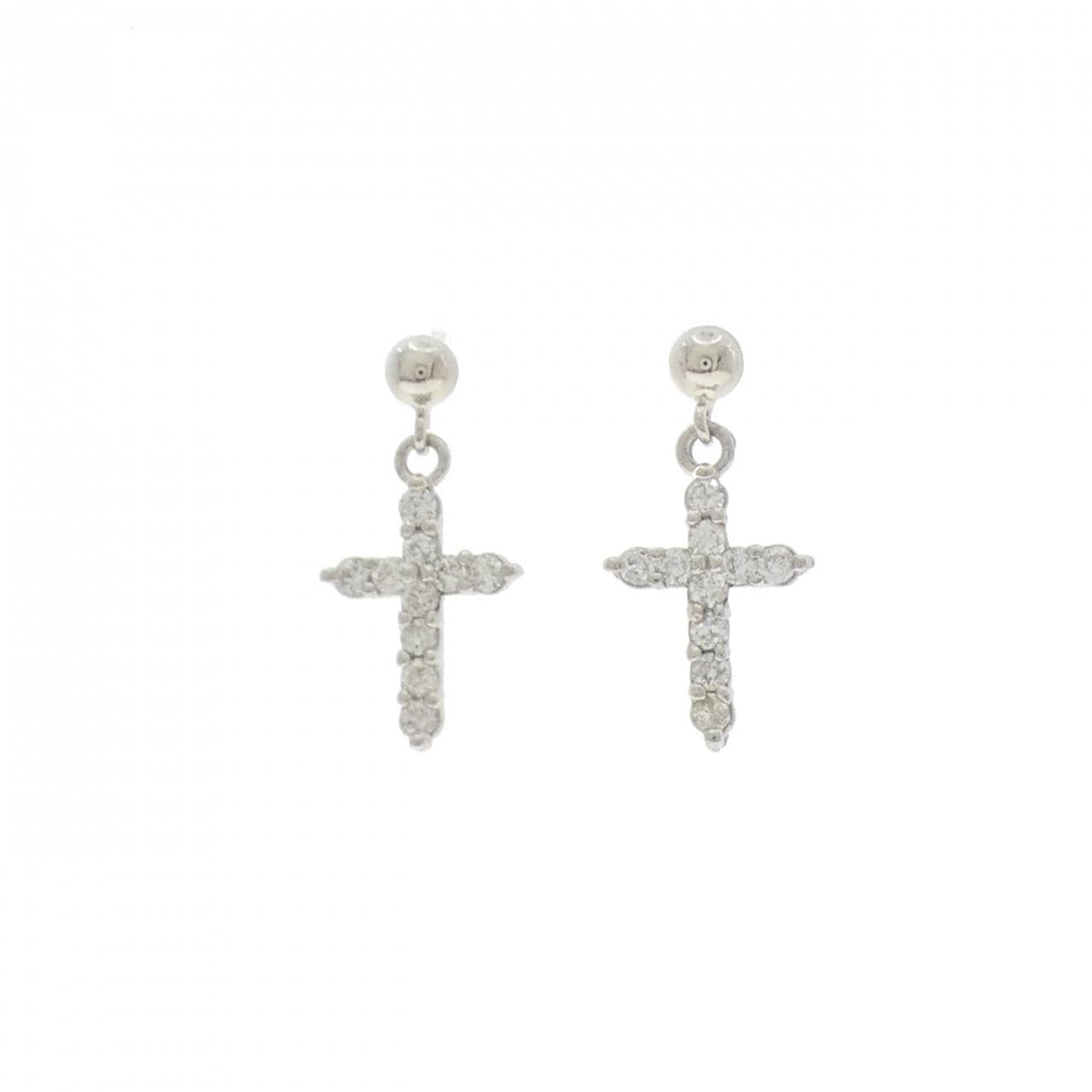 PT900 クロス ダイヤモンド ピアス 0.30CT
