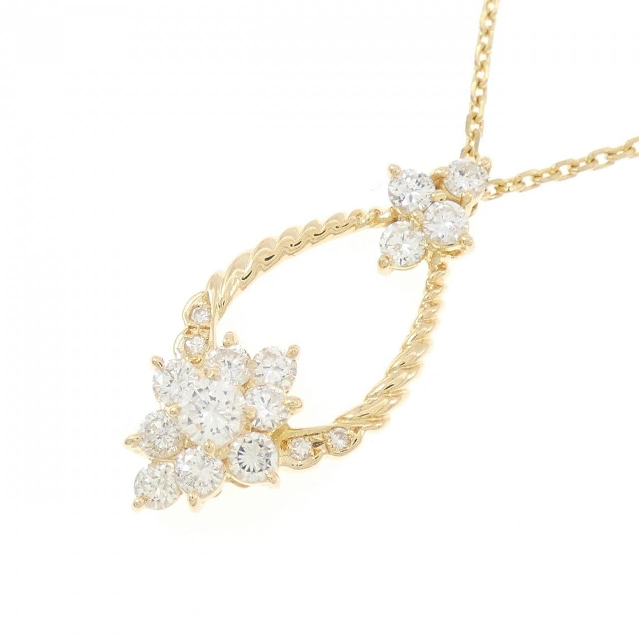 K18YG フラワー ダイヤモンド ネックレス 0.80CT