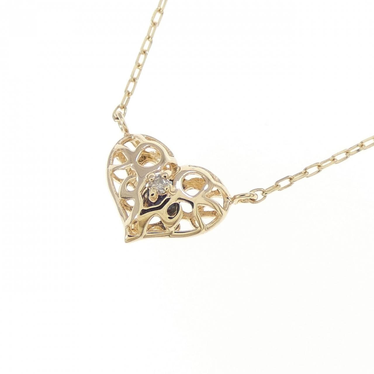 K10YG ハート サファイヤ ネックレス