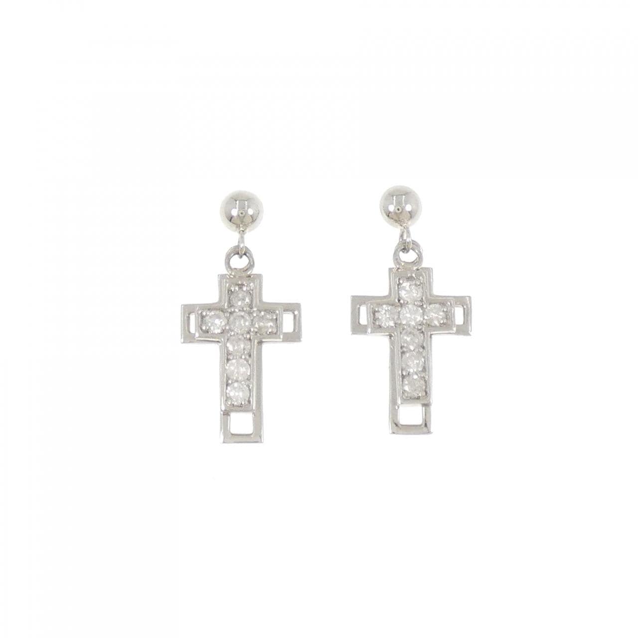 PT900 クロス ダイヤモンド ピアス 0.50CT
