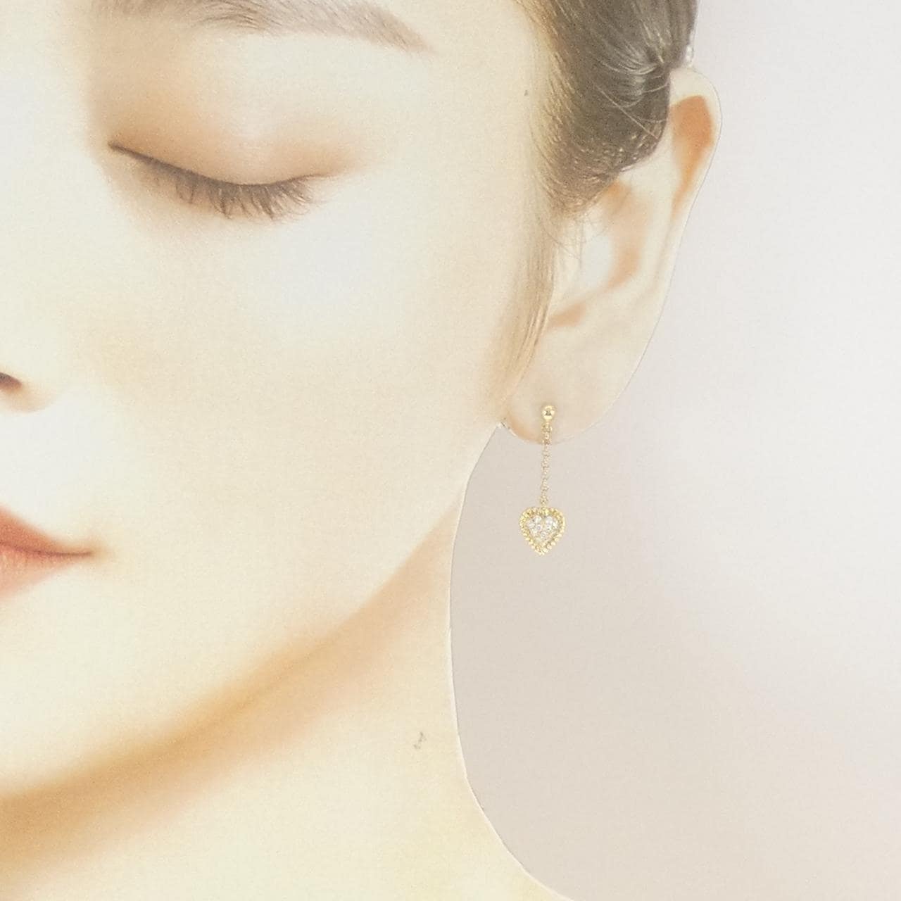 K18YG ハート ダイヤモンド ピアス 0.20CT