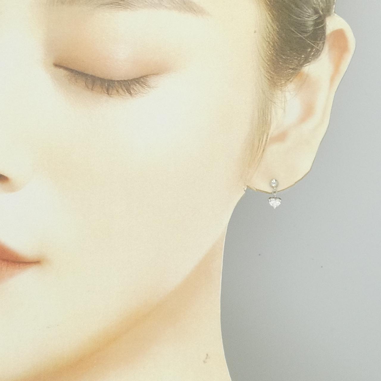 PT900 ハート ダイヤモンド ピアス 0.386CT