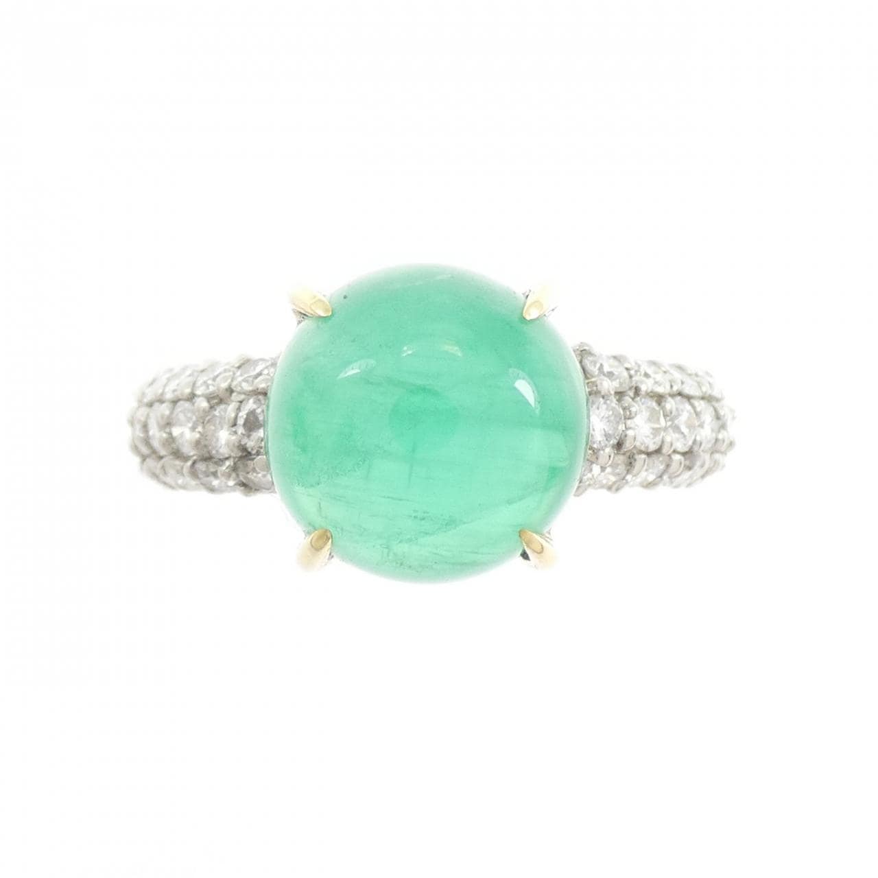 PT900/K18YG エメラルドキャッツアイ リング 3.97CT
