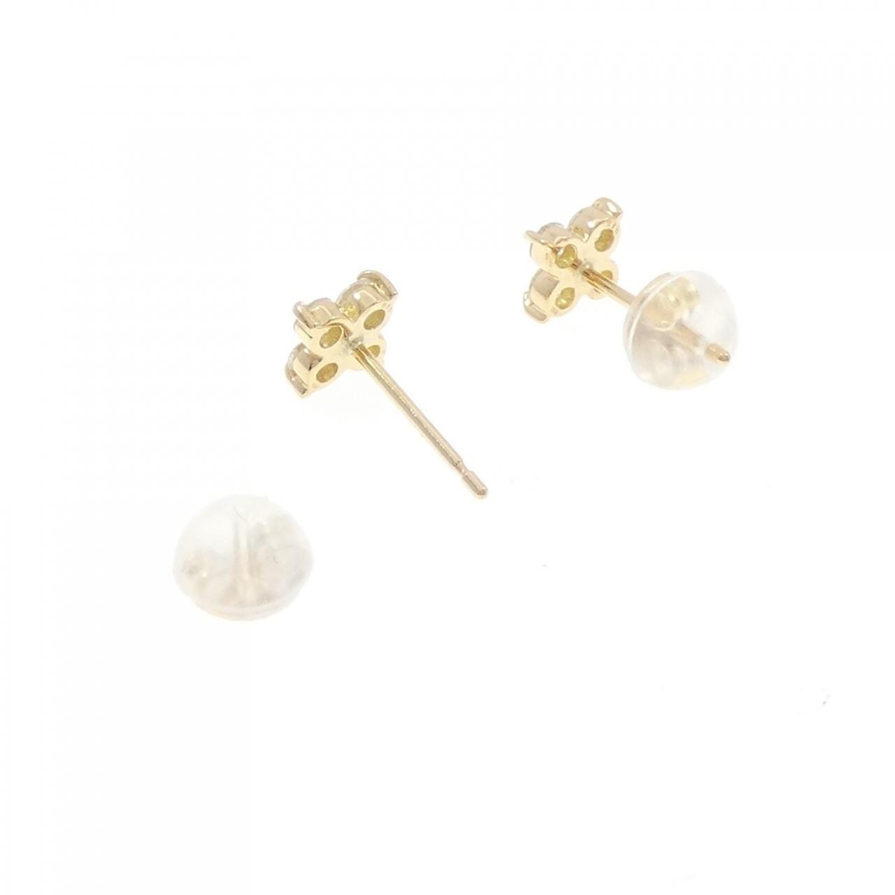 【リメイク】K18YG フラワー ダイヤモンド ピアス 0.30CT