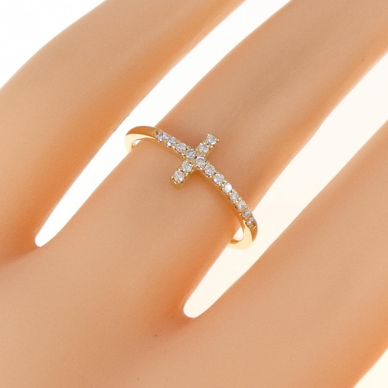 K18YG クロス ダイヤモンド リング 0.10CT