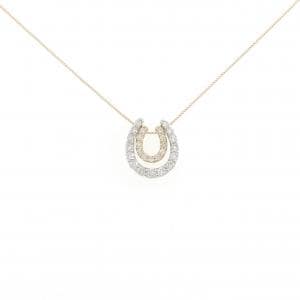 PT900/K18YG 2WAY ホースシュー ダイヤモンド ネックレス 0.30CT