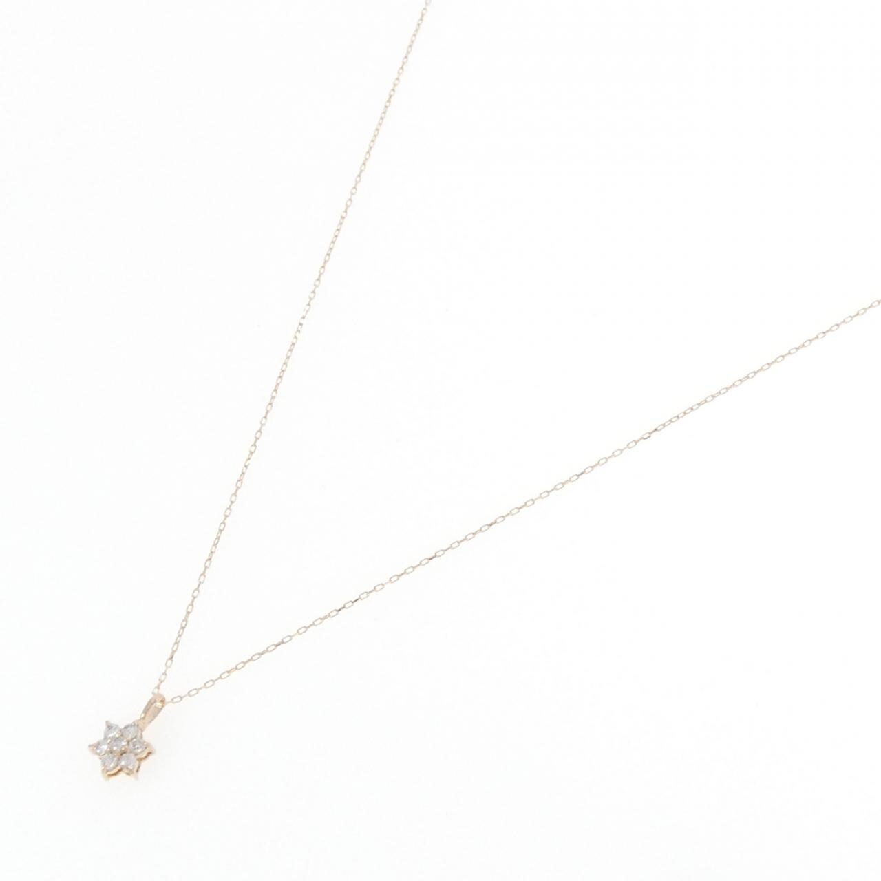 K18PG フラワー ダイヤモンド ネックレス 0.10CT