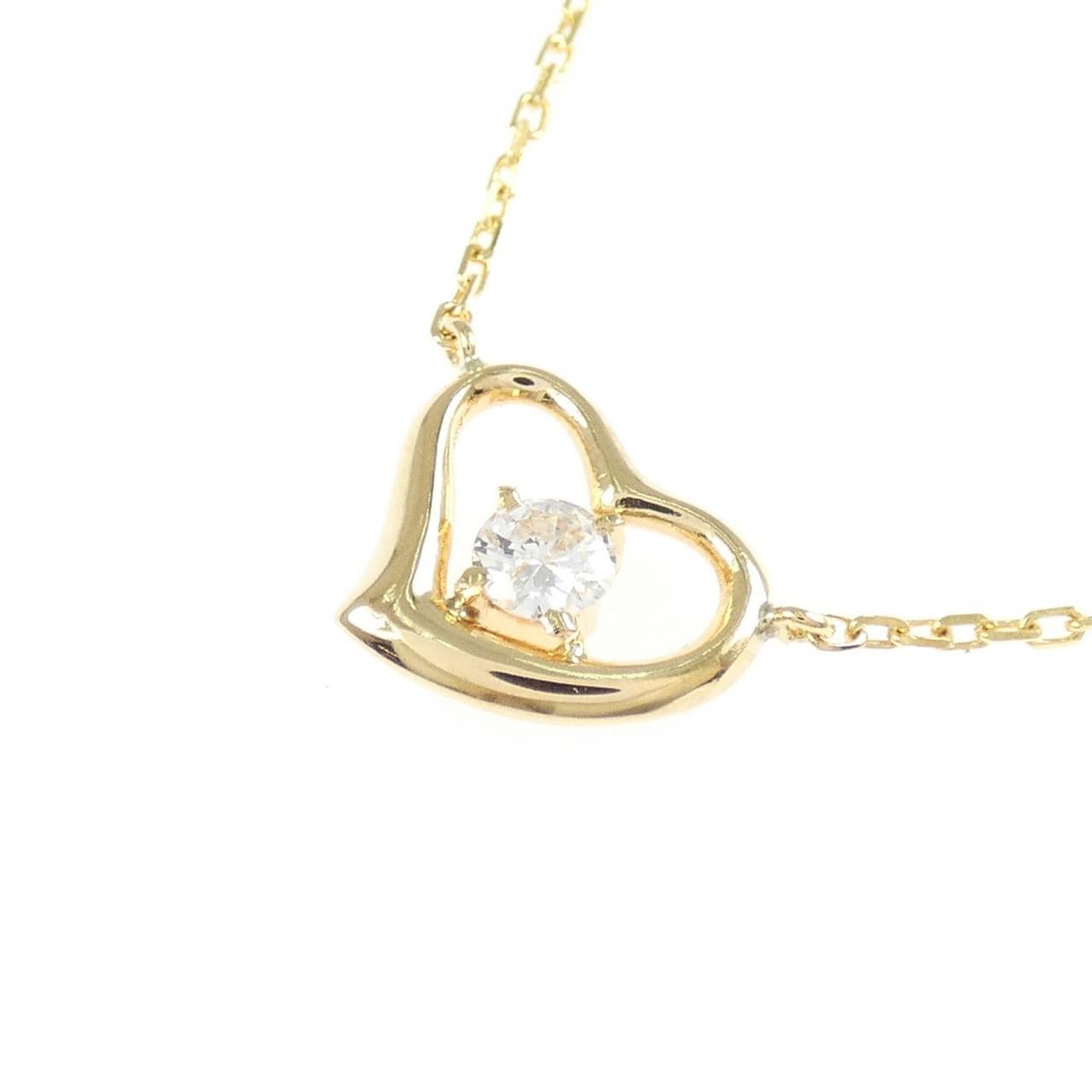 K18YG ハート ダイヤモンド ネックレス 0.14CT