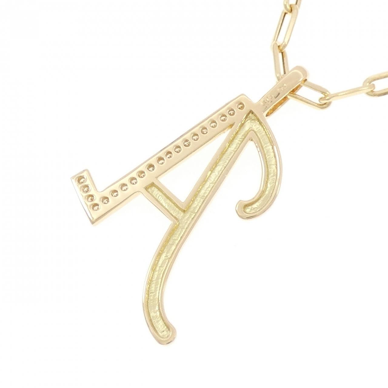 K18YG イニシャルA ダイヤモンド ネックレス 0.13CT