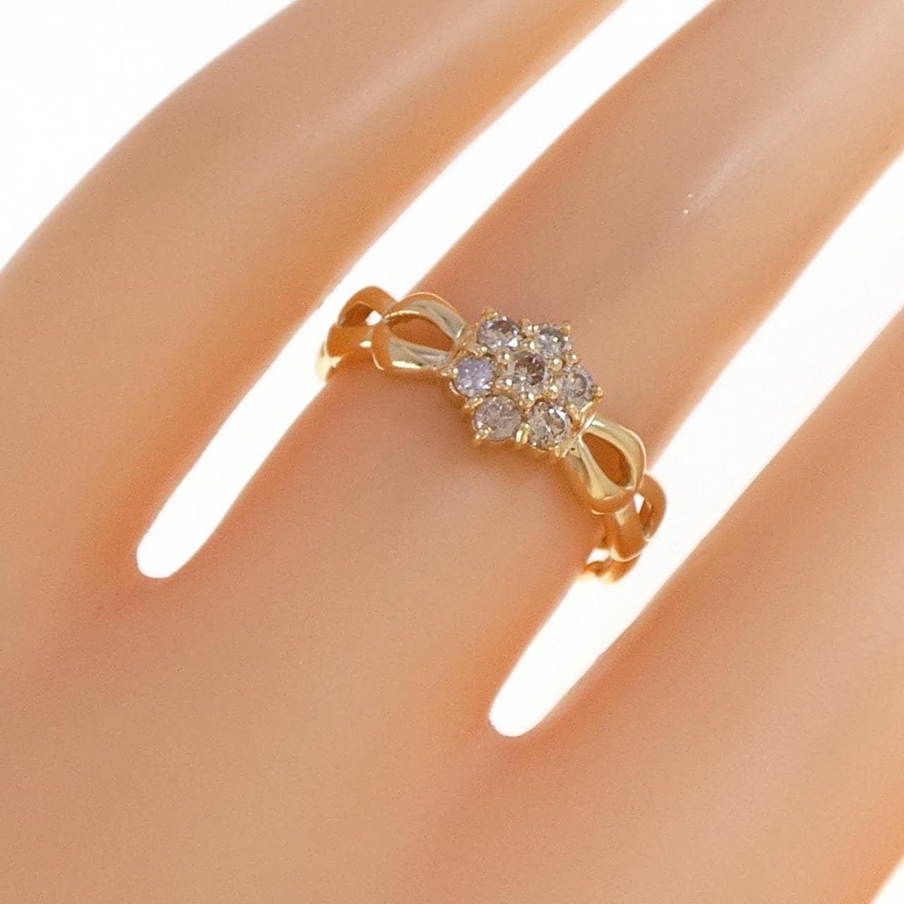 K18YG フラワー ダイヤモンド リング 0.30CT
