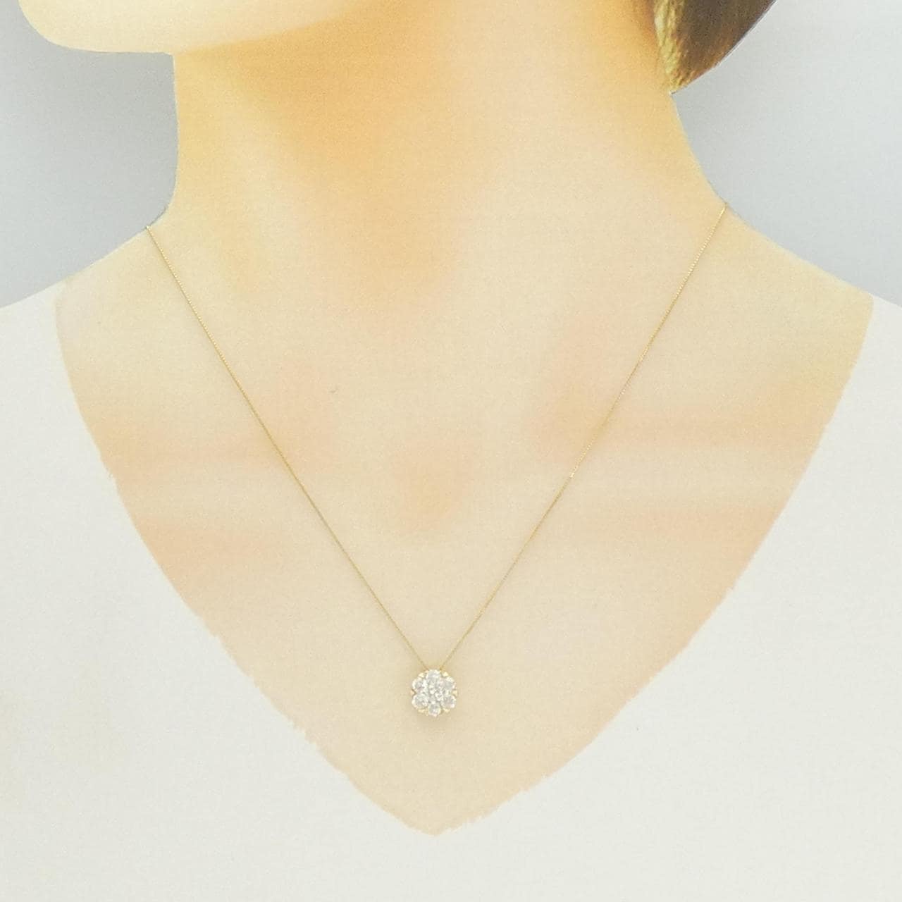K18YG フラワー ダイヤモンド ネックレス 1.00CT