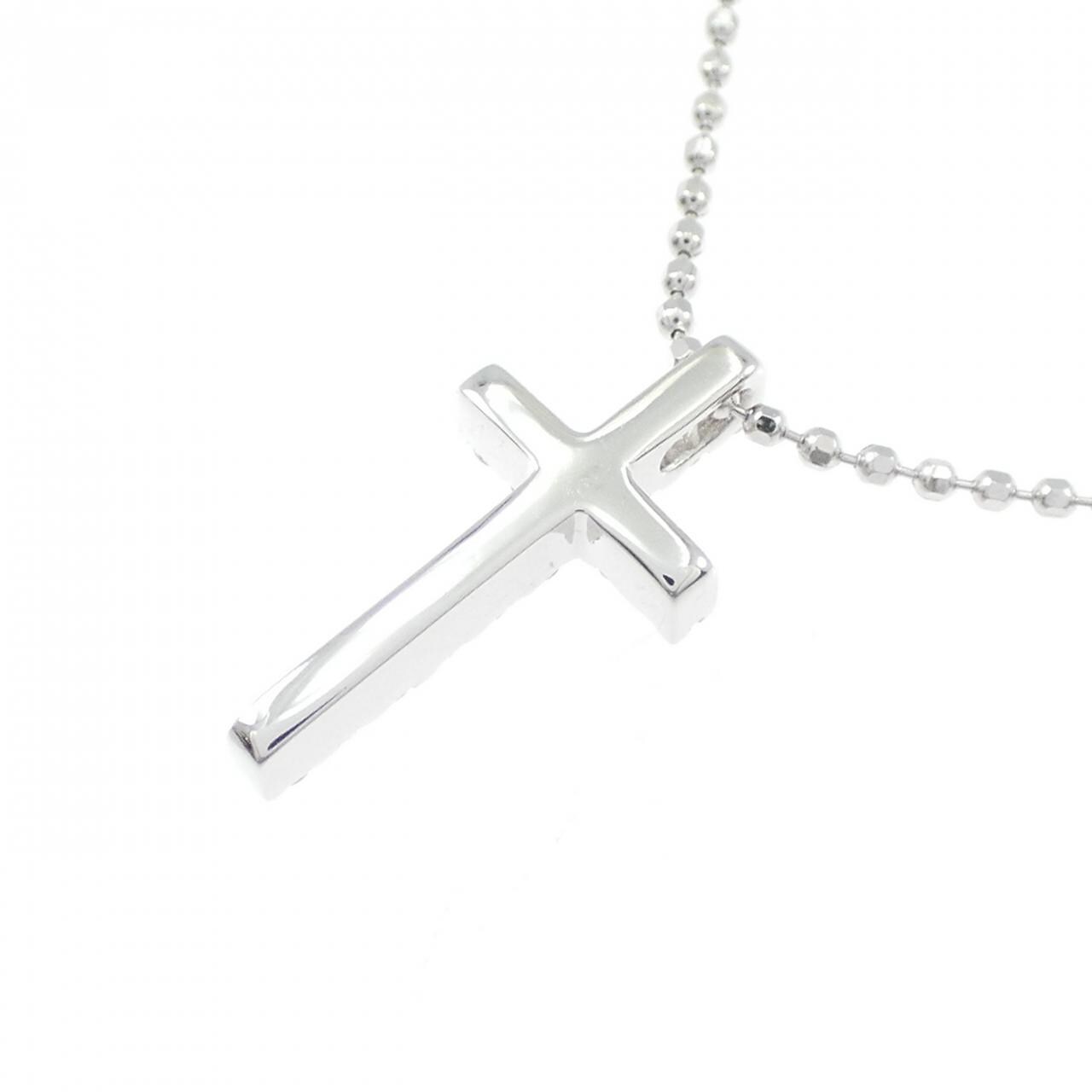 K18WG クロス ダイヤモンド ネックレス 0.12CT