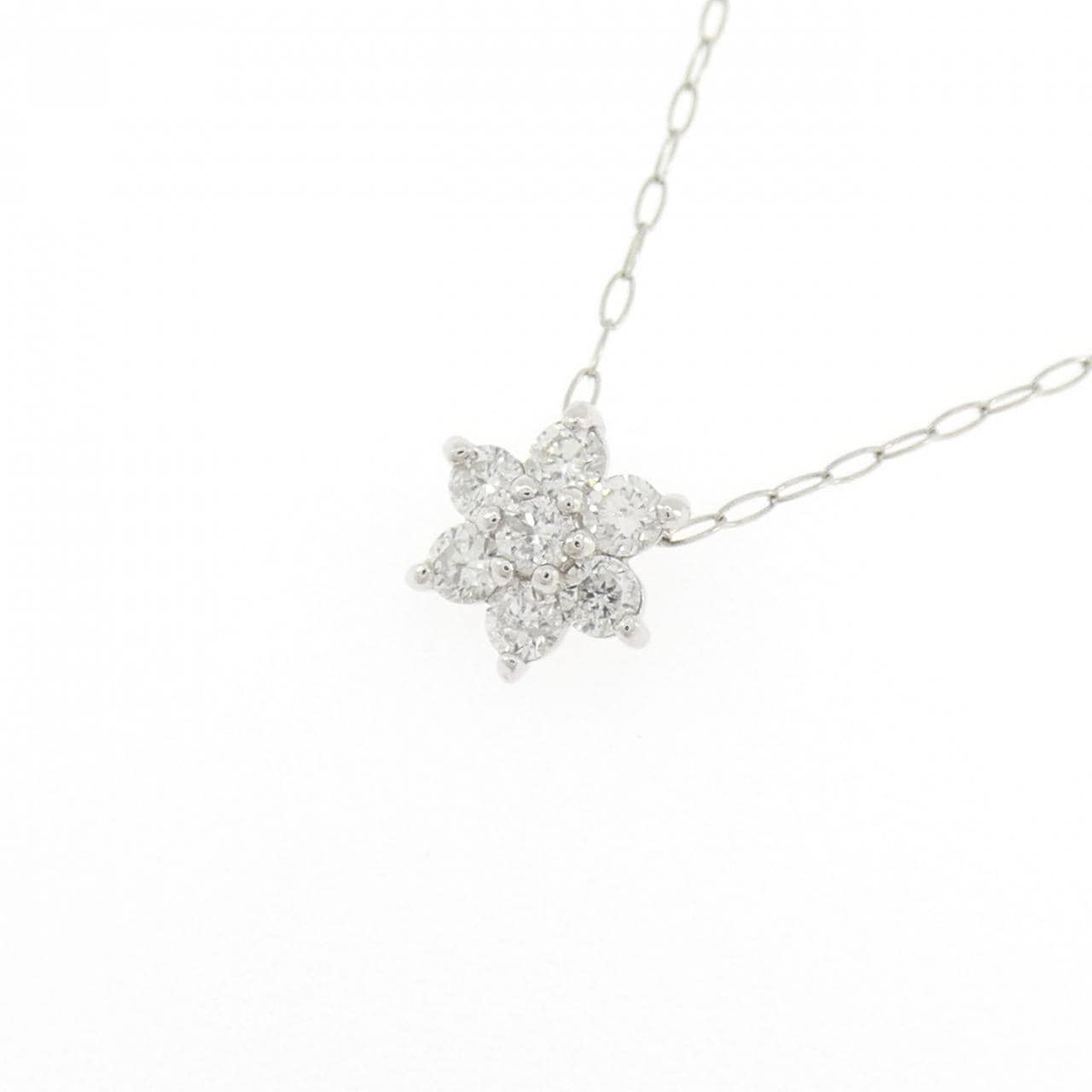 PT900/PT850 フラワー ダイヤモンド ネックレス 0.20CT