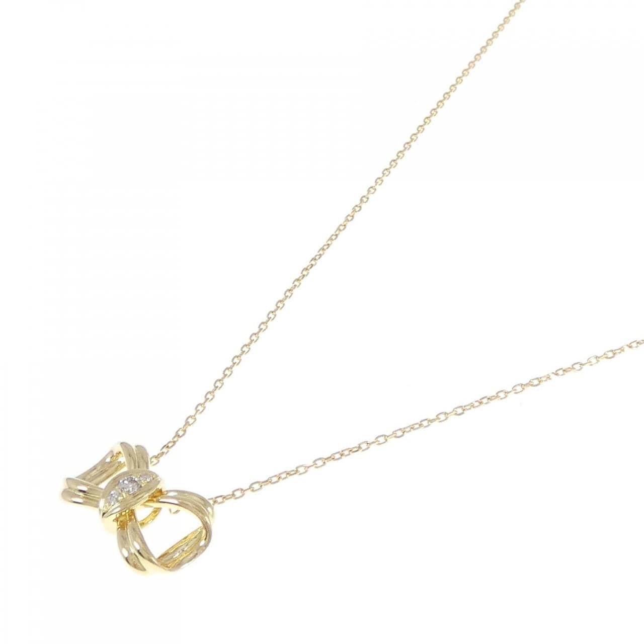 K18YG ribbon Diamond necklace 0.10CT