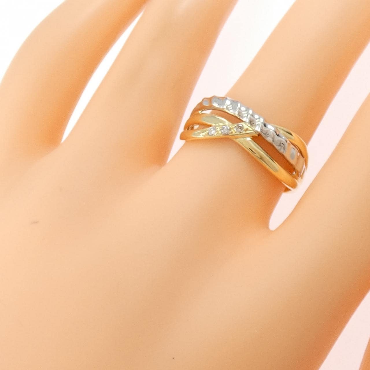 K18YG/PT900 ダイヤモンド リング 0.03CT