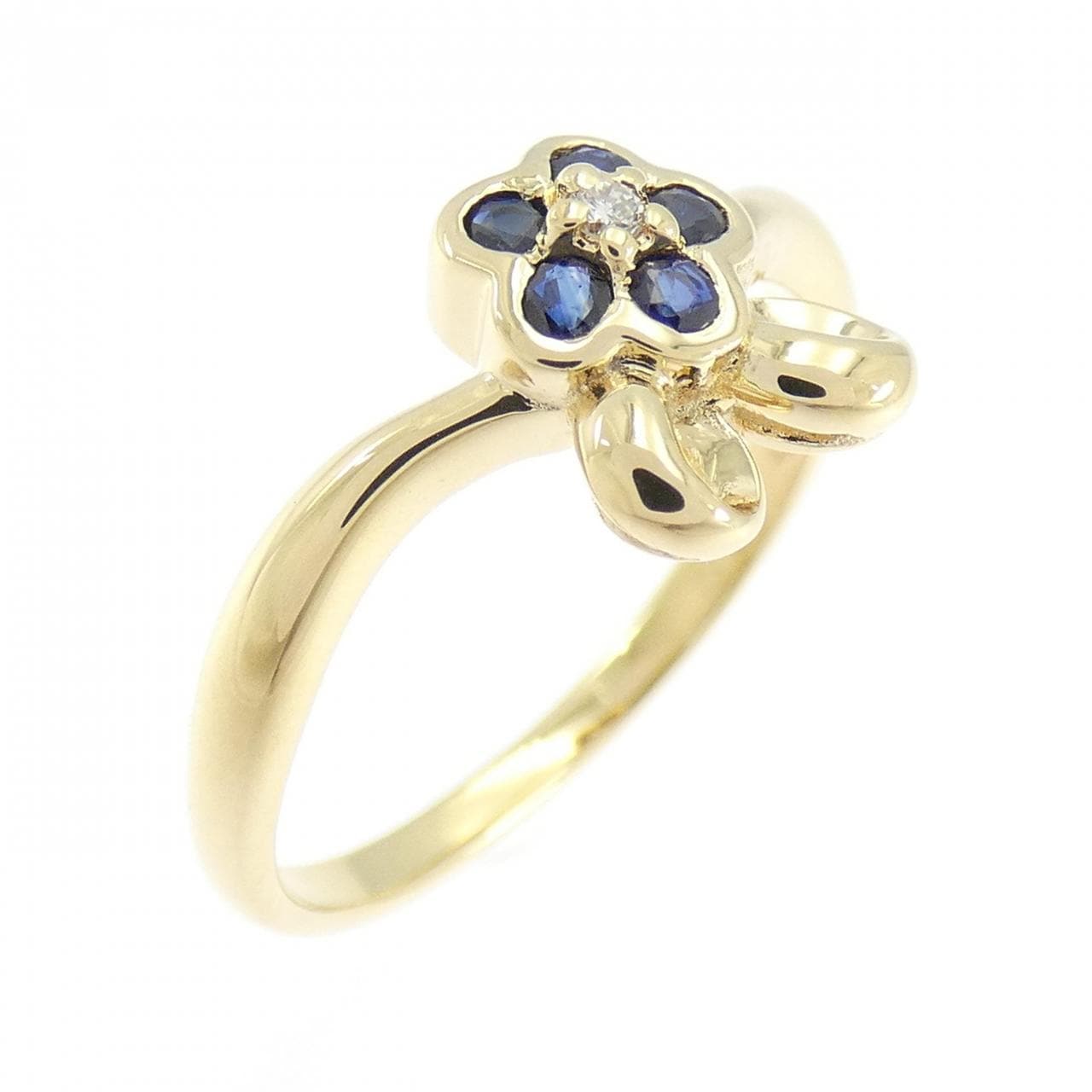 18KTYG フラワー サファイヤ リング