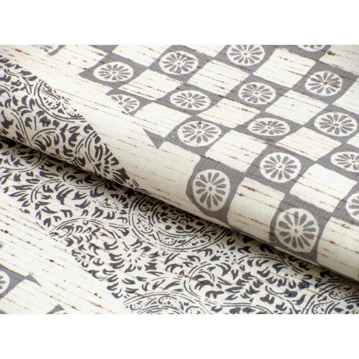 訪問着　紬織　柿渋染　ぜんまい入り