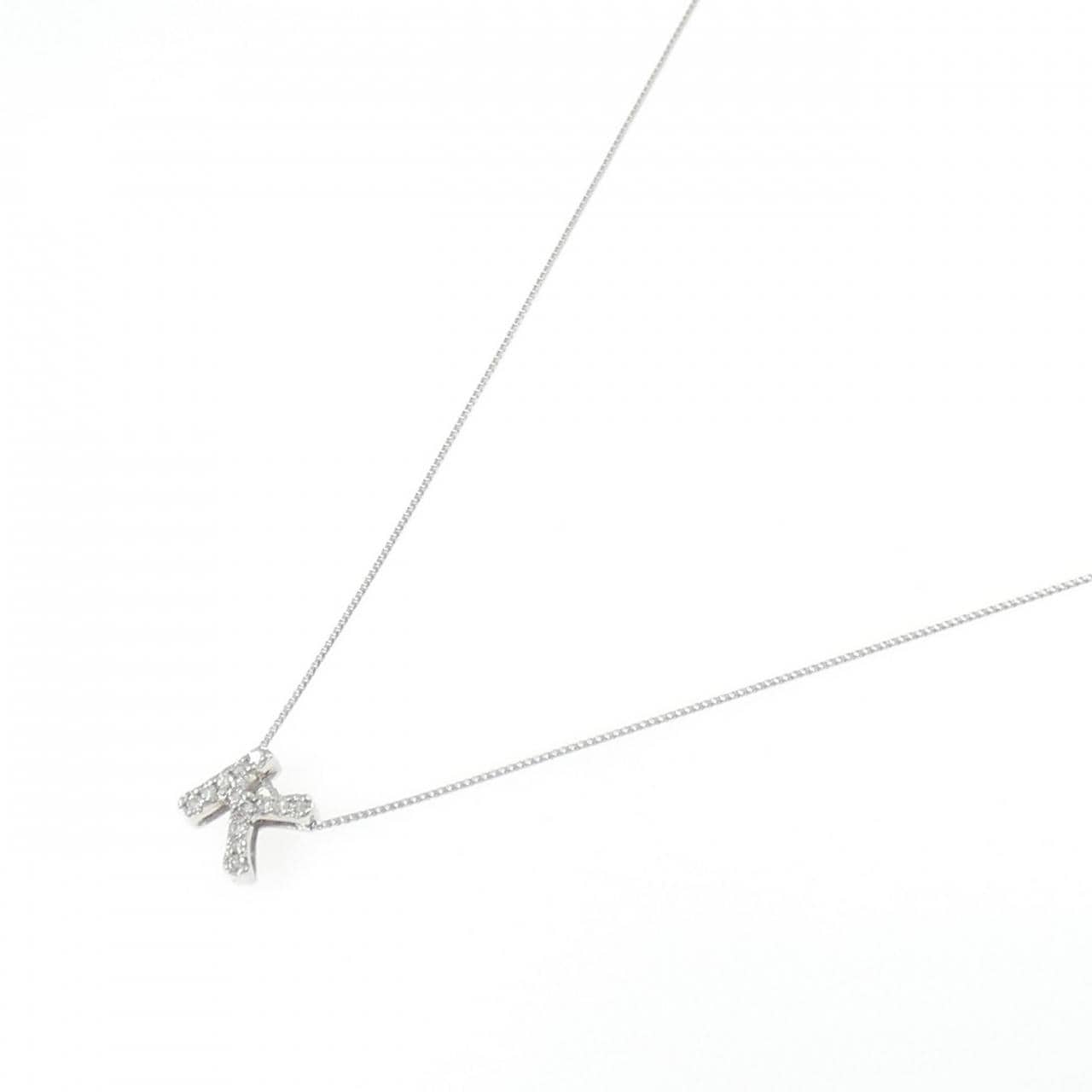 K18WG イニシャルK ダイヤモンド ネックレス 0.08CT