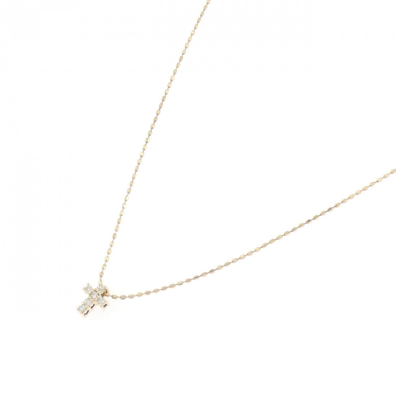 K10YG クロス ダイヤモンド ネックレス 0.06CT