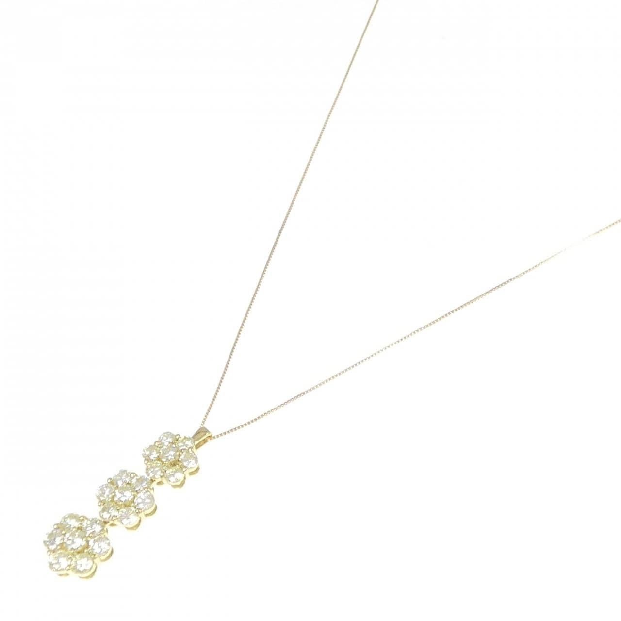 【新品】K18YG フラワー ダイヤモンド ネックレス 3.00CT