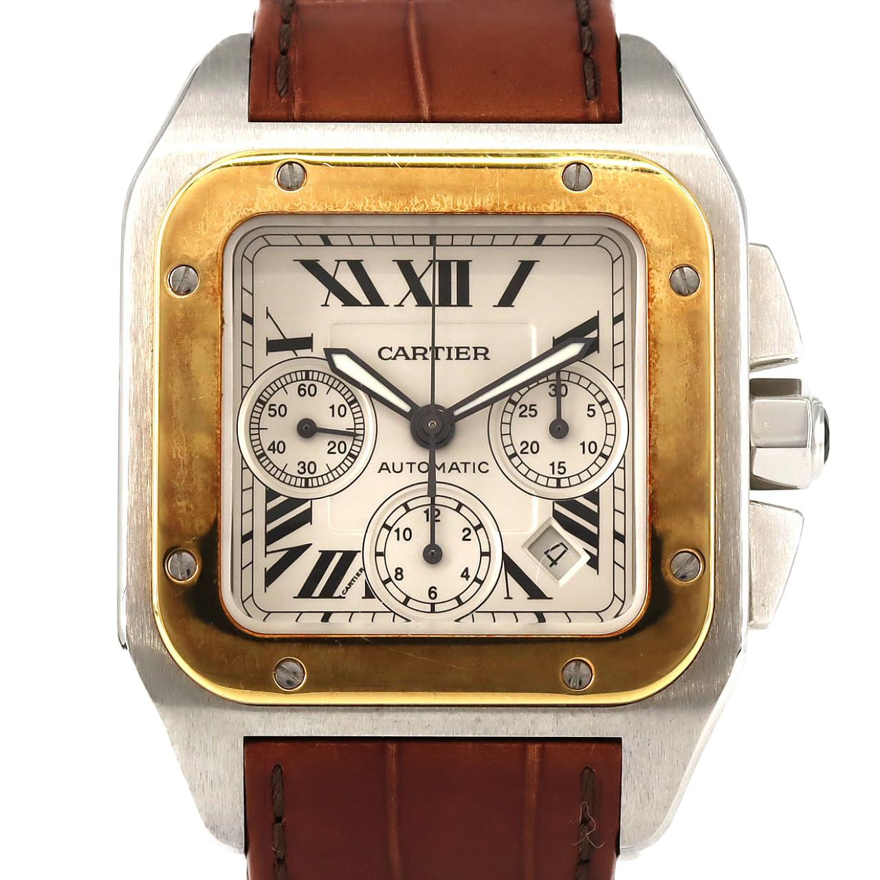 カルティエ サントス100クロノ コンビ W20091X7 SSxYG 自動巻