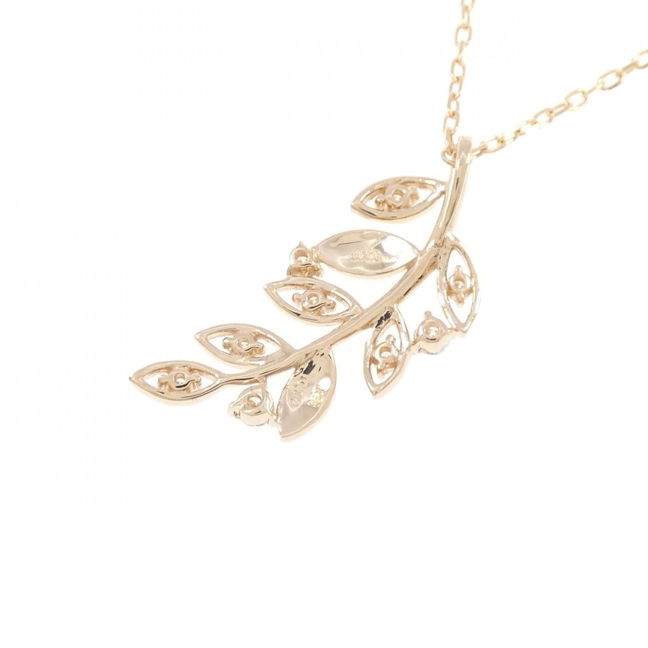 K18PG リーフ ダイヤモンド ネックレス 0.17CT