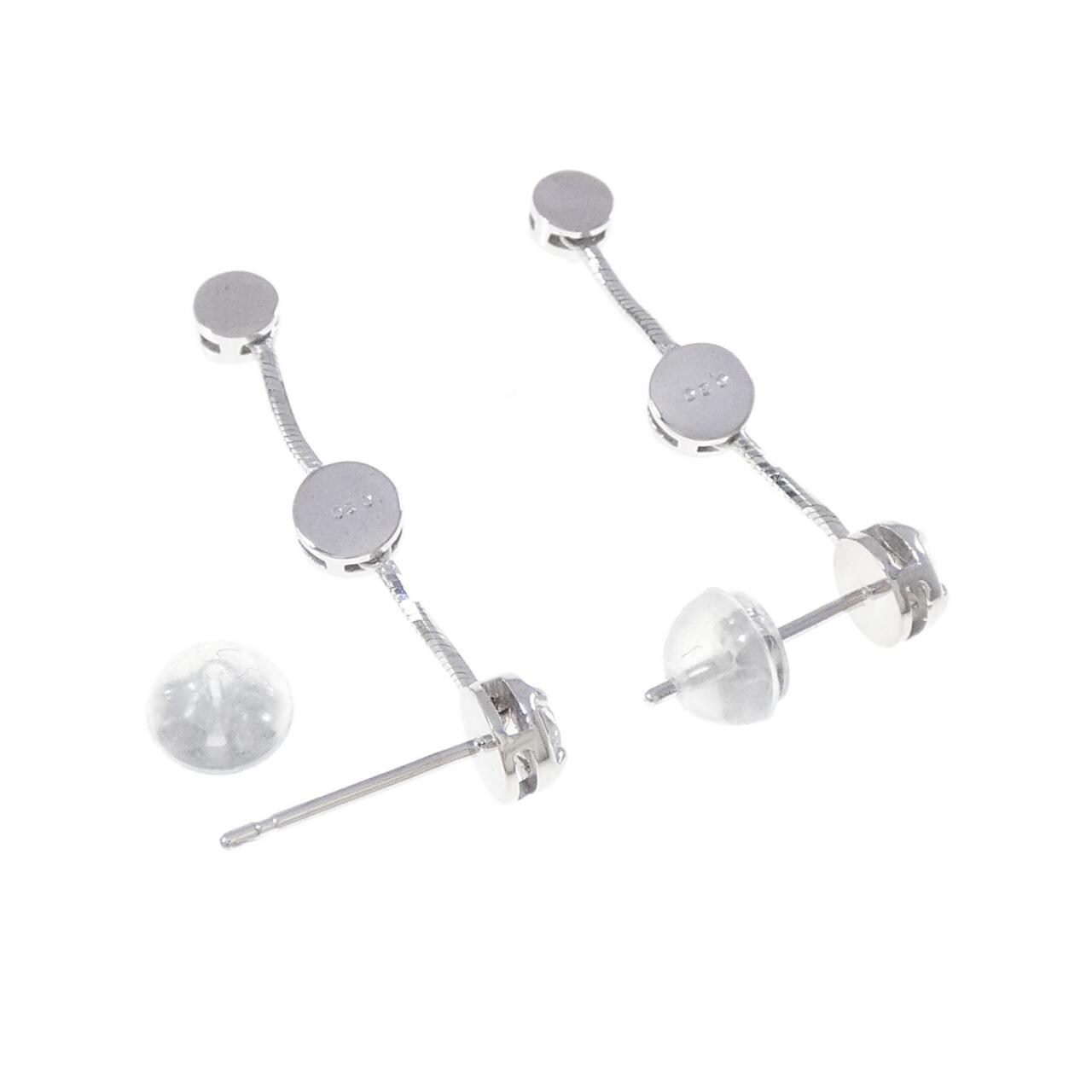 K18WG スリーストーン ダイヤモンド ピアス 0.60CT