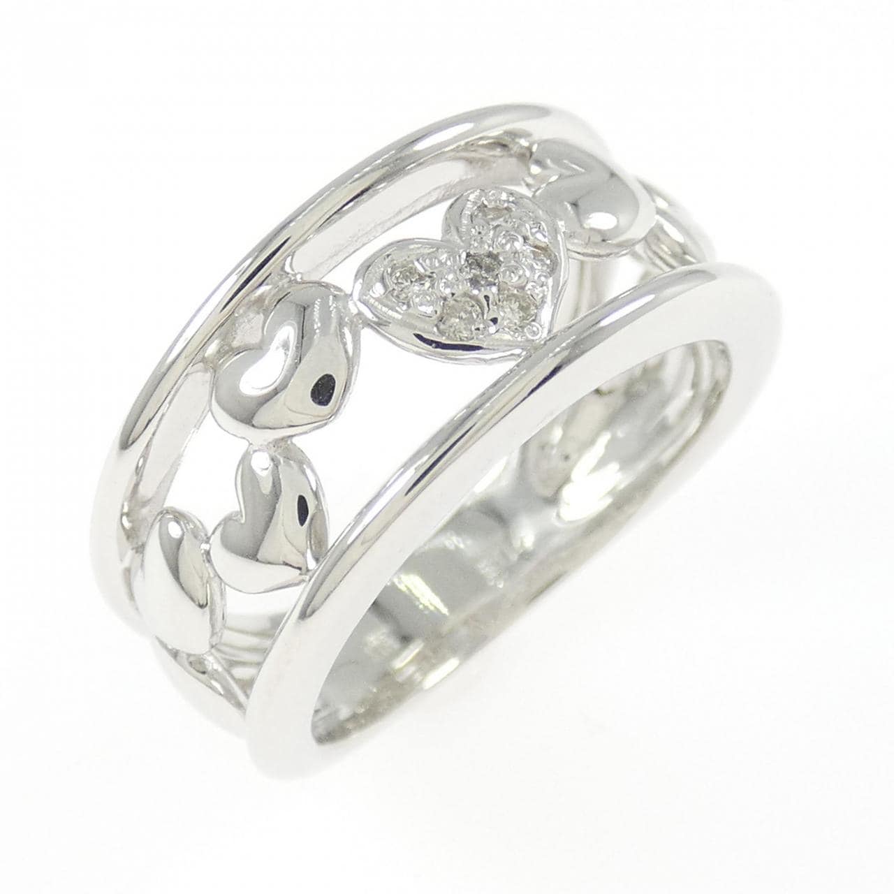 K18WG ハート ダイヤモンド リング 0.04CT