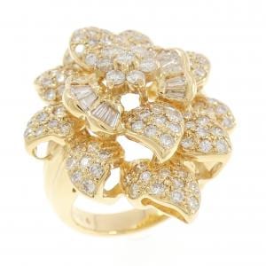 K18YG フラワー ダイヤモンド リング 1.60CT