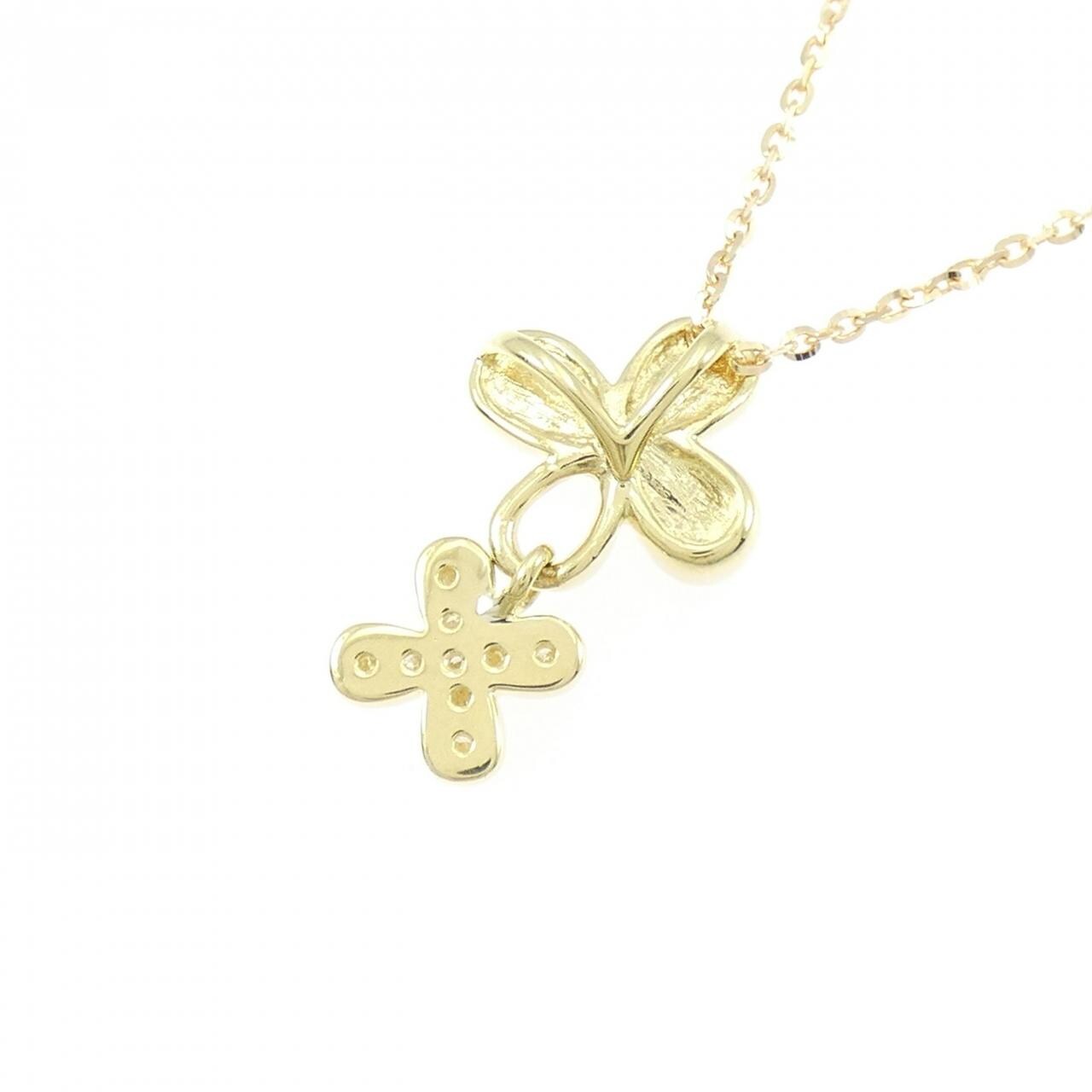 K18YG フラワー サファイヤ ネックレス 0.01CT